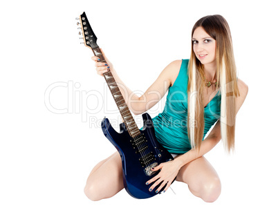 Pretty girl with electric guitar