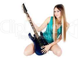 Pretty girl with electric guitar