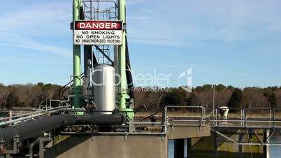 Fuel tanker dock signage cape cod canal; Danger