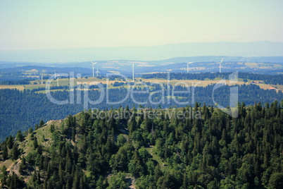 Wind turbines in Jura, Switzerland