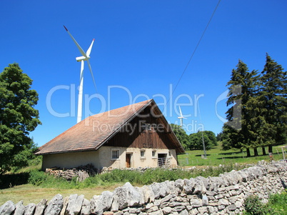 House and wind turbines