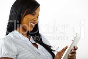 Beautiful woman having fun with a tablet PC