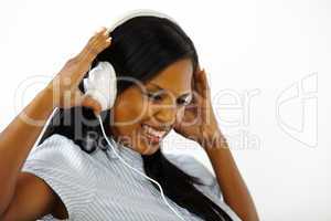 Relaxed young woman listening to music