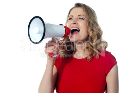 Gorgeous female with megaphone