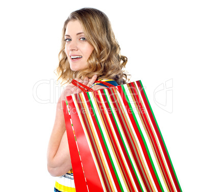 Close-up of happy shopping girl