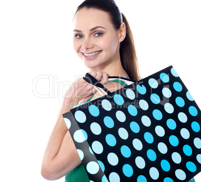 Sexy shopping girl, close-up shot