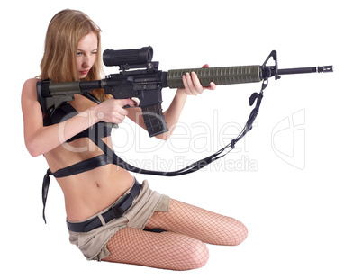 Pretty woman with rifle