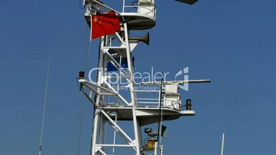 Passenger ships mast.tanker,yacht,boat,Chinese national flag.