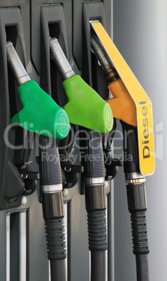 Nozzles of gas and diesel station