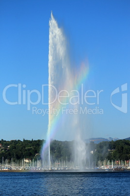Water fountain on Geneva Lake, Geneva, Switzerland