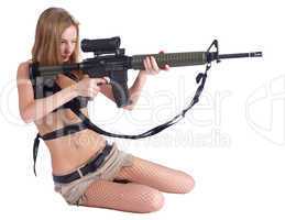 Pretty woman with rifle