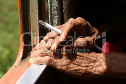 Hand with cigarete