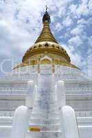 White stupa with staircase