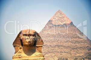 Sphinx in front of Pyramid Giza