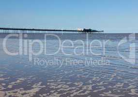 High tide at Southport pier in England