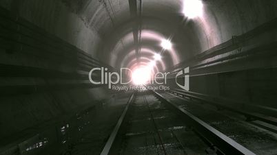Ride through old looking rail tunnel