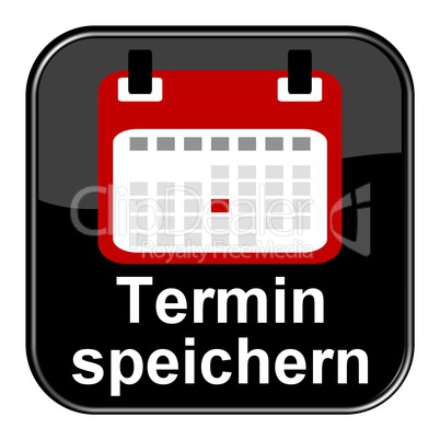 Glossy Button schwarz - Kalender Termin speichern