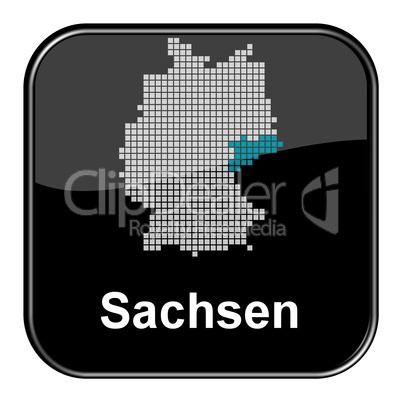Glossy Button schwarz - Bundesland Sachsen