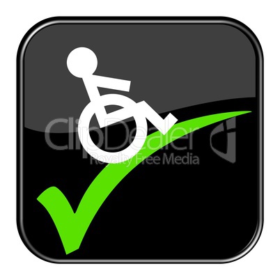 Glossy Button schwarz - Für Rollstuhlfahrer geeignet