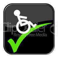 Glossy Button schwarz - Für Rollstuhlfahrer geeignet