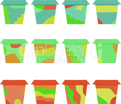 set of decorative vintage flower pots. vector