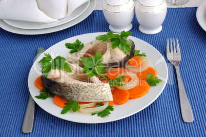 Boiled fish with vegetables