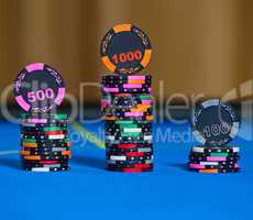 Gambling chips on casino table