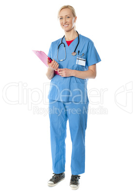 Full length view of senior female doctor