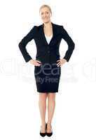 Full length view of attractive business executive