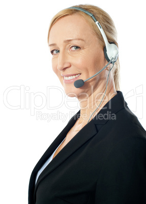 Closeup of a senior telemarker woman