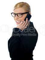 Female manager attending phone call