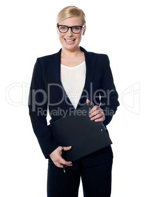 Attractive femaleholding business documents