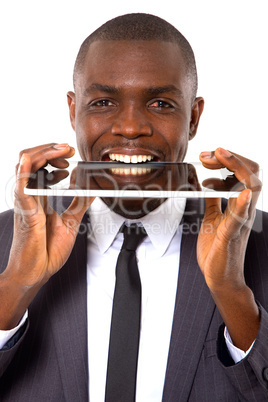 businessman with tablet