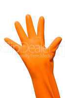 open hand with rubber glove