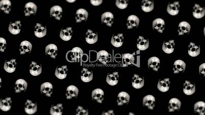 grid of white skulls rotating