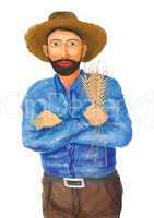 A farmer in wheat field