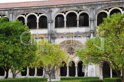 the cloister of Alcobaca monastery in Portugal