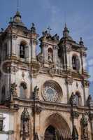 the façade of Alcobaca monastery in Portugal