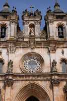 the façade of Alcobaca monastery in Portugal