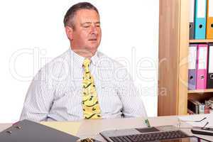 Man in office with shoulder pain