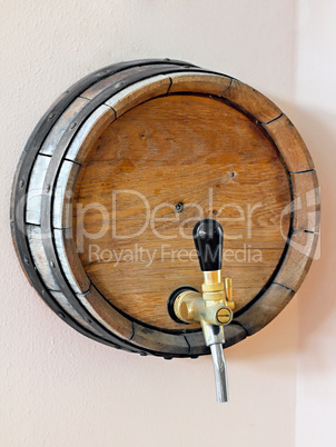 wooden barrel with a tap