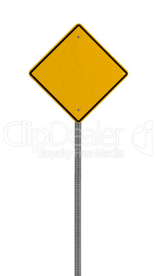 Blank yellow road hazard sign