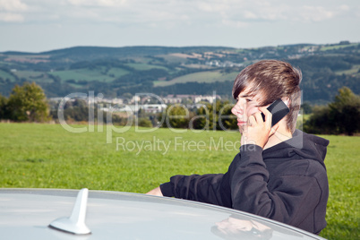 young man with the car phone