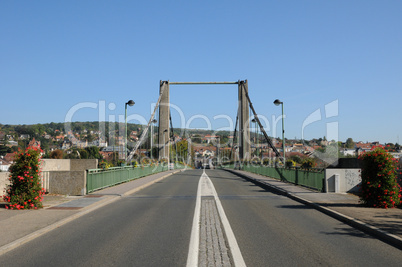 France, suspension bridge of Triel Sur Seine