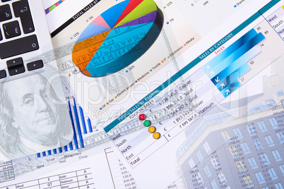 Financial and business charts and graphs