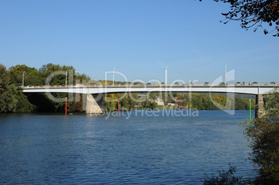 France, bridge on Seine river between Meulan and Les Mureaux