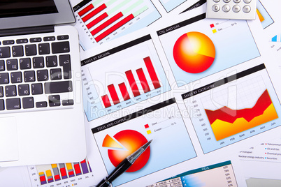 Graphs, charts, business table.