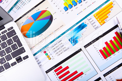 Graphs, charts, business table.