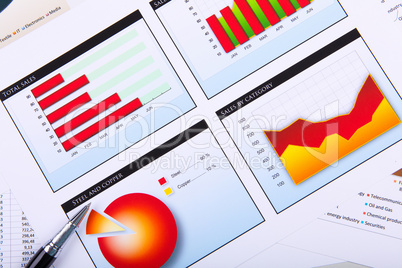 Graphs, charts, business table.