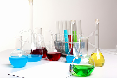 Chemistry laboratory equipment and glass tubes